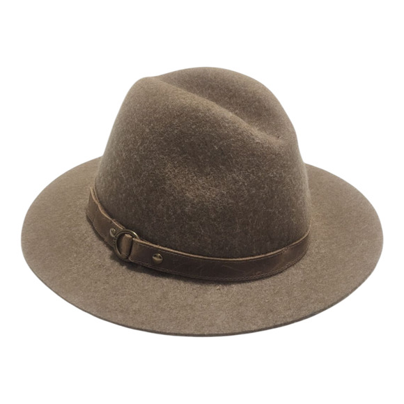 FRYE Felt Fedora Hat Tumbleweed Tan Wool‎ Tall Crown Leather Band Western Size M - Picture 2 of 7